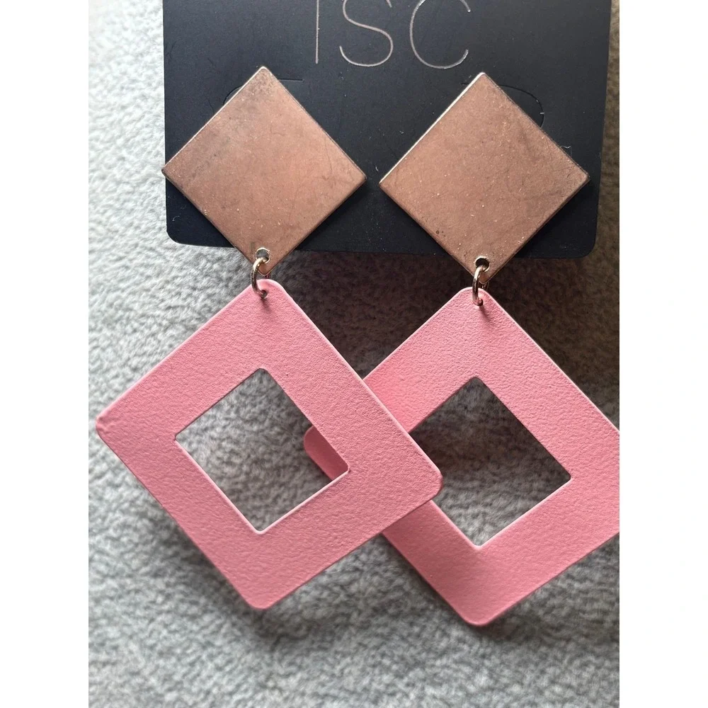 #3. Pink Square Cutout Earrings